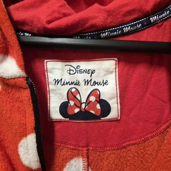 Disney Minnie Mouse Polka Dot Red and White Hooded Jumpsuit - Picture 4 of 5